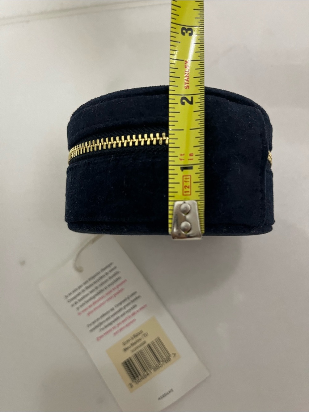NWT SEZANE Small Round Velvet Jewelry Box - Navy Blue & Gold - Picture 8 of 8